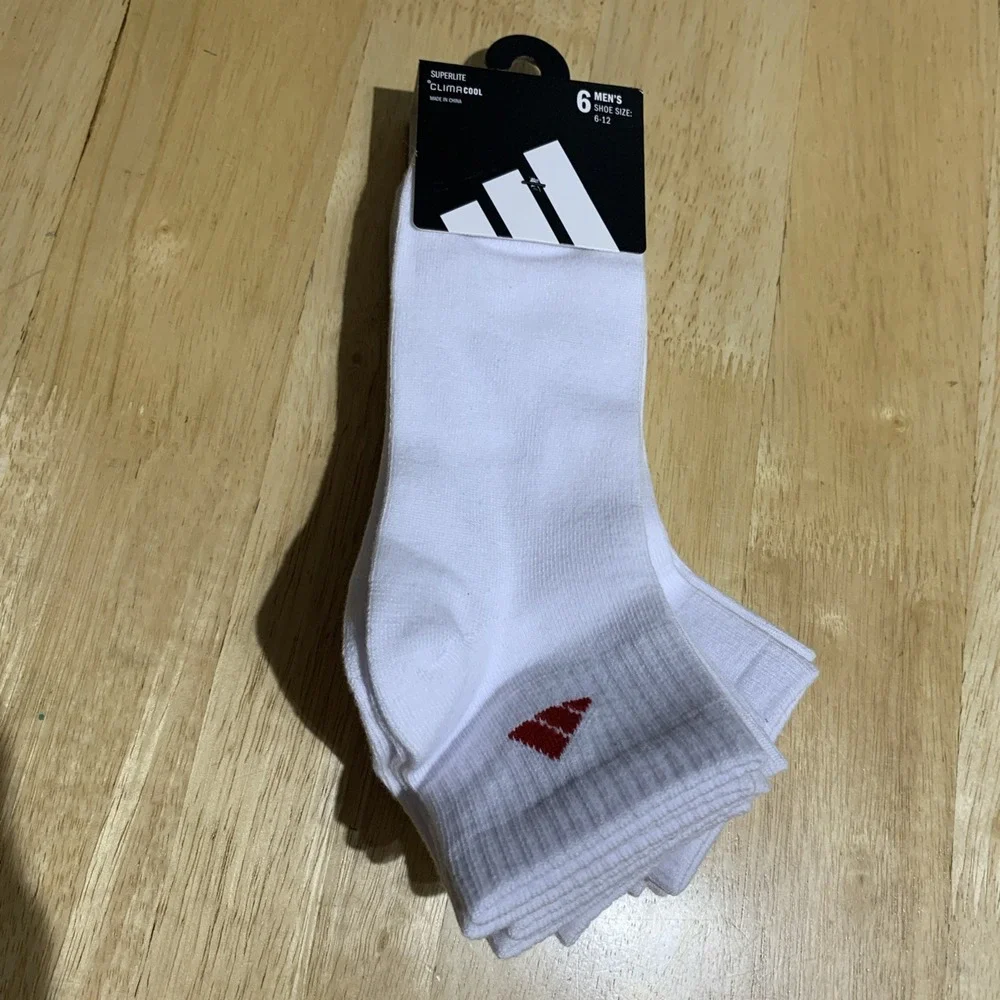 adidas Men's Quarter Socks 6 Pair Pack Climacool Cushioned Athletic Black White